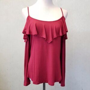James & Joy cold shoulder ruffle bell sleeve tank size XS (152)